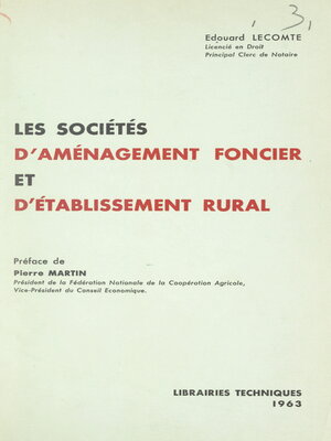 cover image of Les sociétés d'aménagement foncier et d'établissement rural